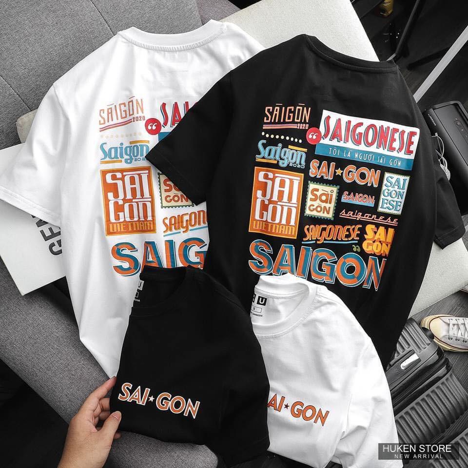 Áo Thun Tay Lỡ SAIGON màu Trắng/ Đen Nam nữ Unisex - áo phông trơn in chữ saigon