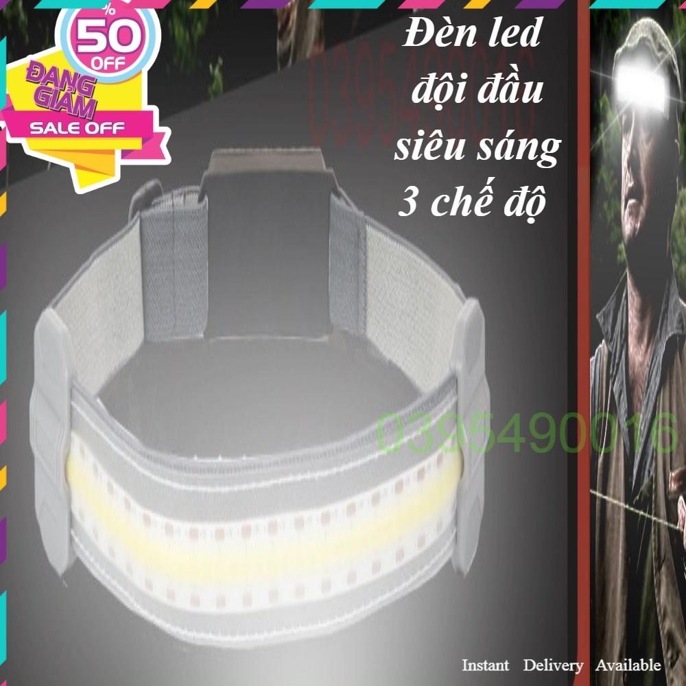 Đèn pin led COB đội đầu siêu sáng, đa năng, 3 chế độ chiếu sáng 100.000 giờ thiết kế độc đáo, để cắm trại, đi bộ câu cá.