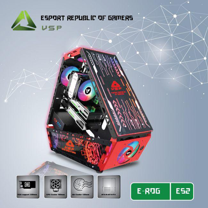 Vỏ máy tính CASE VSP E-ROG ES2 Gaming - Hàng Chính Hãng