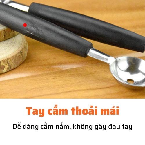 thìa muỗng inox múc 2 dầu tạo kiểu hình múc hoa quả, múc kem múc trái cây, muỗng decor cao cấp không gỉ an toàn sử dụng