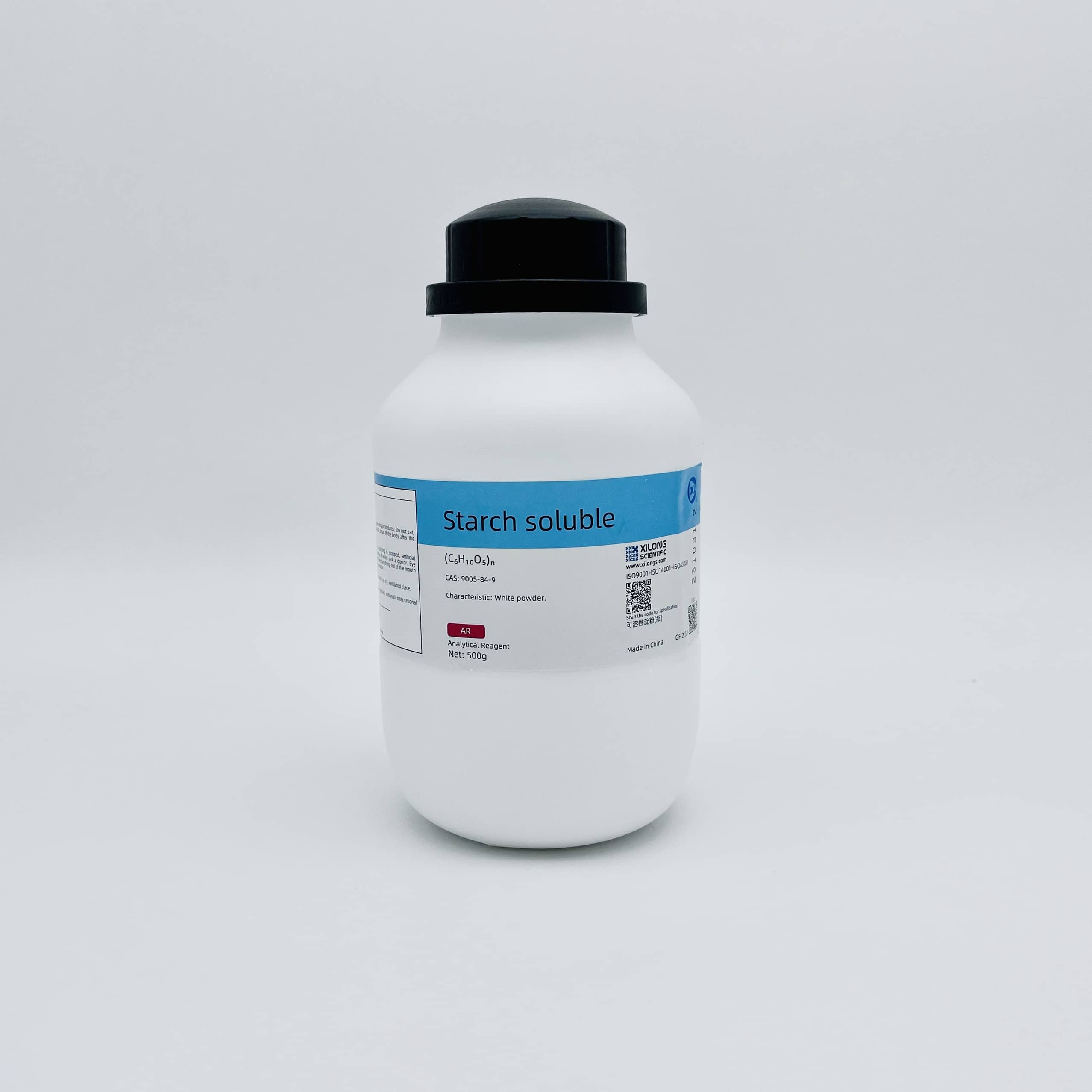 Starch Soluble ( Tinh bột tan, AR, Chai 500G, Xilong, Cas 9005-84-9)