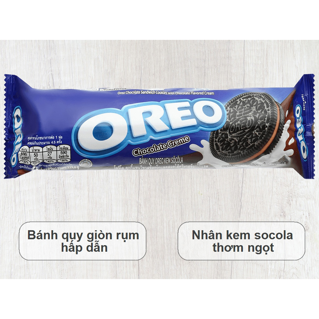 Combo 3 thanh bánh quy OREO vị sôcôla, thanh 119.6g