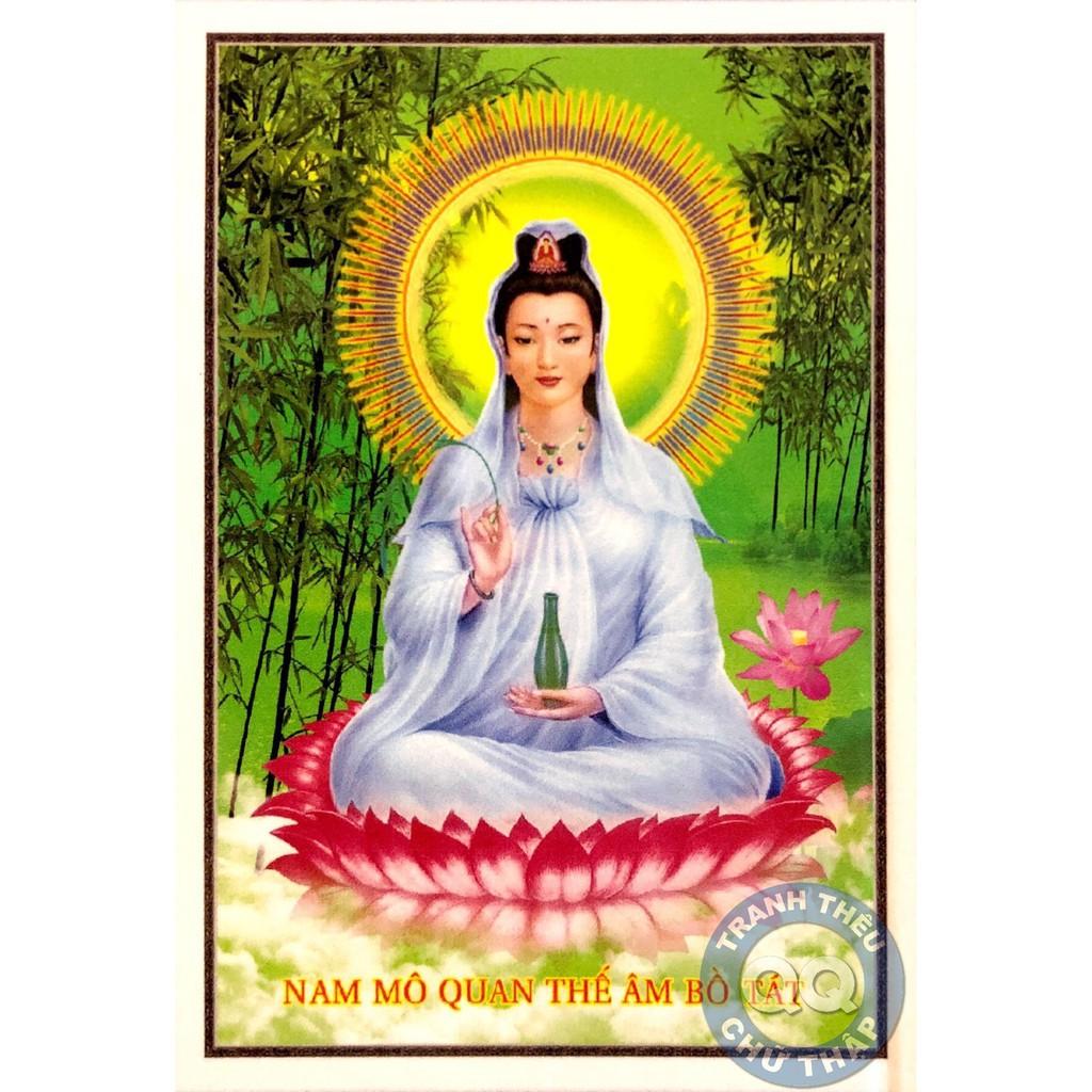Tranh thêu chữ thập Quan Âm kt59x43cm X8229