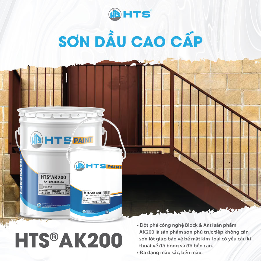 Sơn dầu Alkyd cao cấp HTS AK200 lon 5kg - Chống rỉ tốt, Độ bền màu cao, Không cần sơn lót