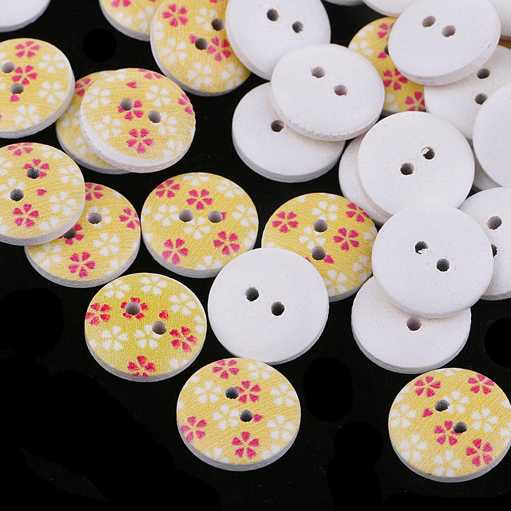 100Pcs Snowflake Wooden Buttons Sewing Clothing Accessories 15mm Yellow