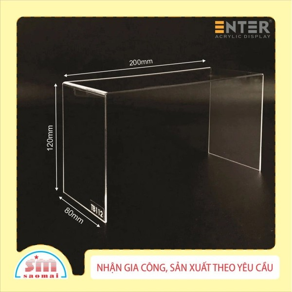 Kệ trưng bày mica 3 mặt uốn Enter TB112 200x80x120mm mica dày 2mm, Kệ livestream, Kệ mica chữ U trong suốt để đồ đa năng (20)