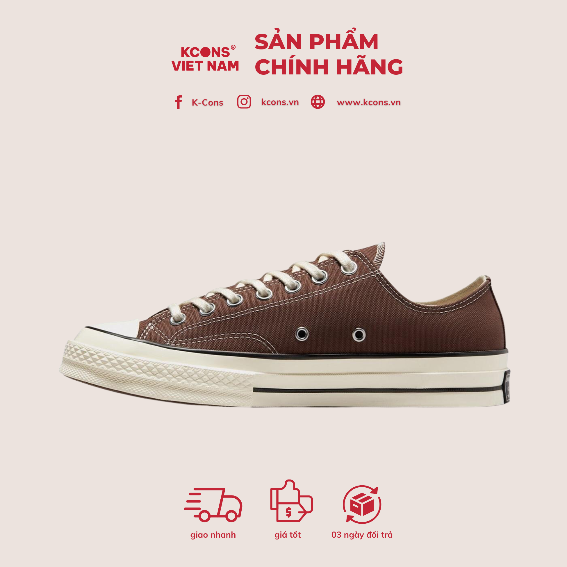 Giày Converse 1970s Dark Brown Cổ Thấp A02768C