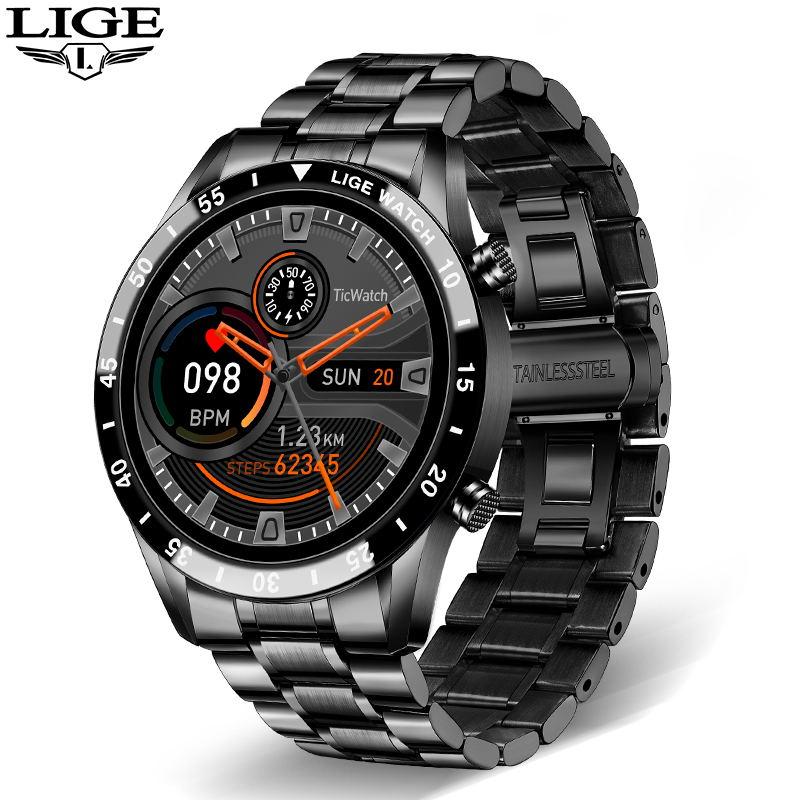LIGE 2023 Đồng hồ thông minh Men Full Circle Touch Màn hình Bluetooth Call Men smartwatch Waterproof Sport Activity Watch Hộp đồng hồ