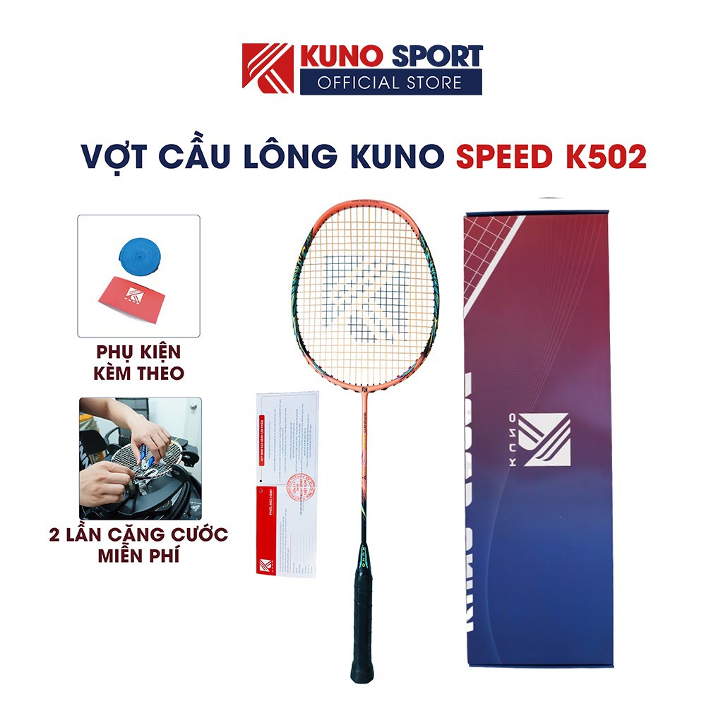 Vợt Cầu Lông 4U KUNO Speed K502 Carbon Chính Hãng, Chuyên Tấn Công Phiên Bản Nâng Cấp Mới, Được Lựa Chọn Mức Căng 1 Cây