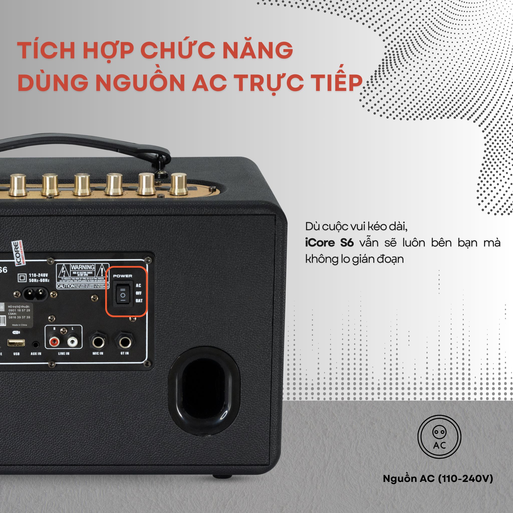 Bộ Loa Karaoke xách tay iCore S6 kèm 02 micro - Hàng Chính Hãng