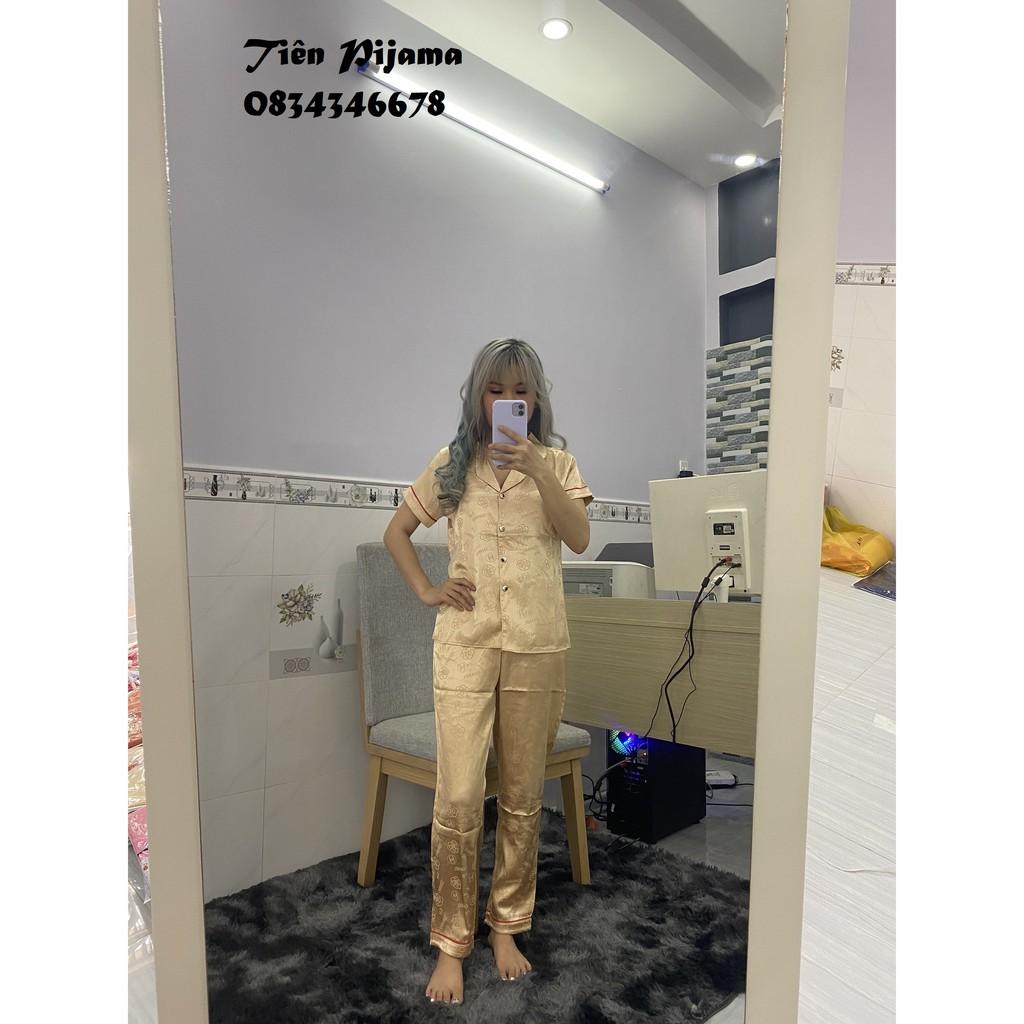 Đồ Bộ Pijama - Bộ Ngủ Pizama Lụa GẤM Tay ngắn Quần Dài Cao Cấp [ẢNH THẬT+VIDEO}