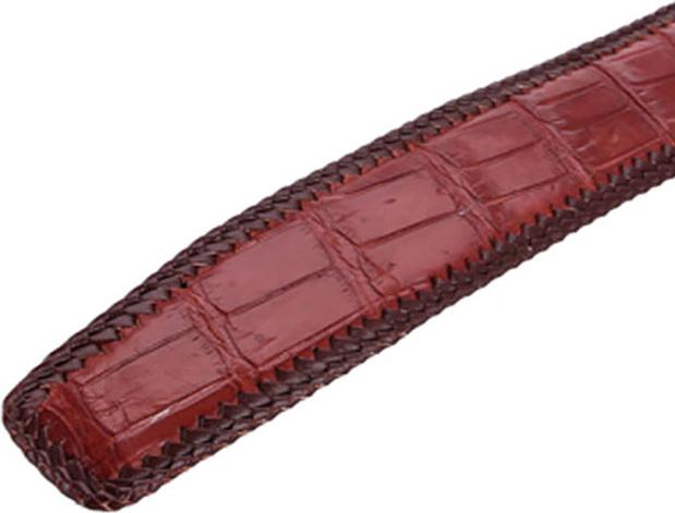 Thắt Lưng Nam Da Cá Sấu Đan Viền Bản Lớn Huy Hoàng HT4290 - Nâu Đỏ