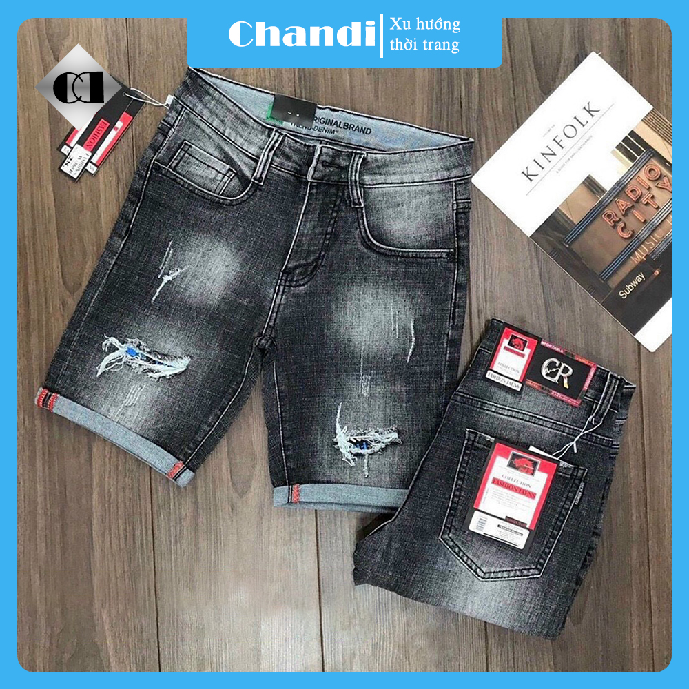 Quần Short Jean Nam co dãn kiểu dáng trẻ trung đơn giản Thương Hiệu Chandi, quần sọt mẫu mới xu hướng QSJN257