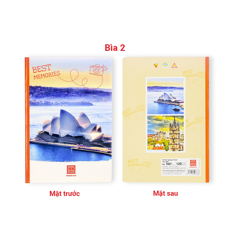 Vở kẻ ngang Hồng Hà 120 trang - Gáy ghim - Sao Mai Best memories 1687 định lượng 55-57gm2 độ sáng 82-84 ISO (Giao bìa ngẫu nhiên)