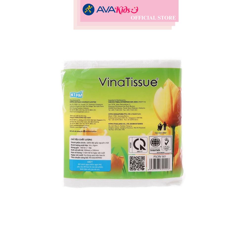 Combo 3 gói 100 tờ khăn giấy ăn PREMIER VinaTissue không mùi 1 lớp