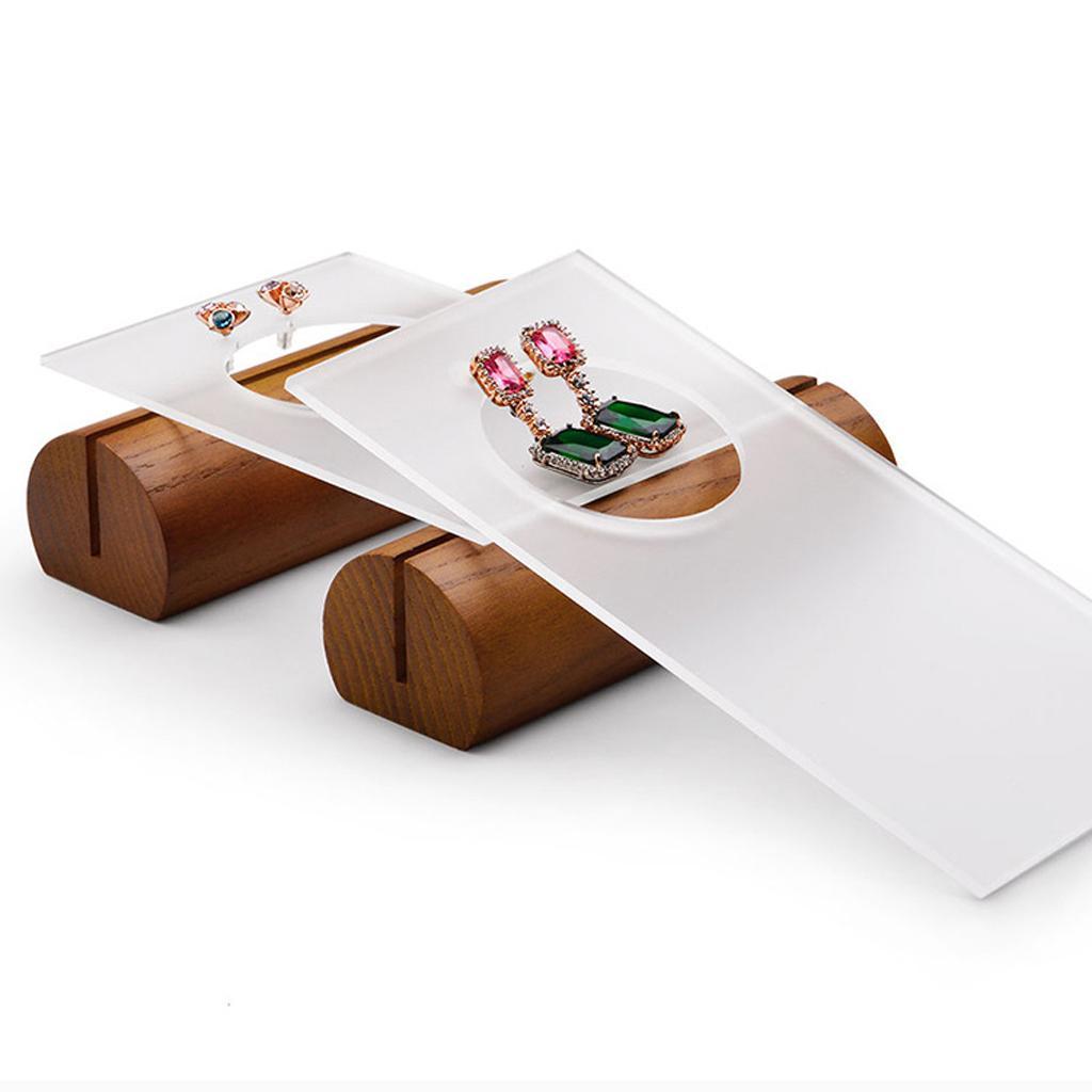 Wooden Base Acrylic Earrings Jewelry Display Stand Holder
