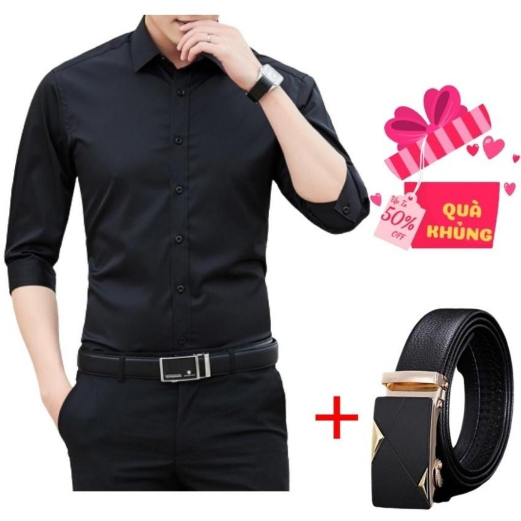 Combo Áo Sơ Mi Nam Tặng Thắt Lưng Vàng Mẫu RF02 Thời Trang TOP Fashion Shop Chất Vải Mềm Mại Chuẩn Form