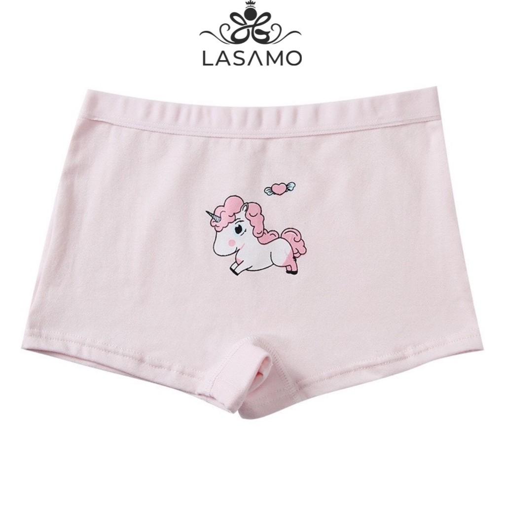 Set 4 chiếc quần chip bé gái, quần lót cho bé gái cotton cao cấp họa tiết Ngựa Pony dễ thương hãng LASAMO mã QLB003