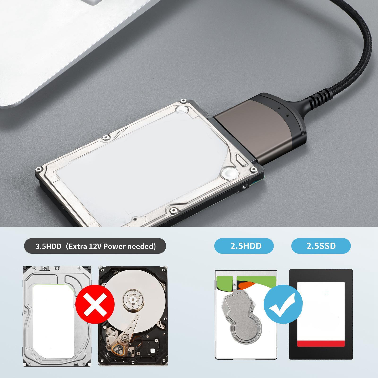 Universal USB 3.0 to Serial ATA Adapter 2.5" High Power Adapter Data Converter Quick Connection Easy to Use for PC / ROM
