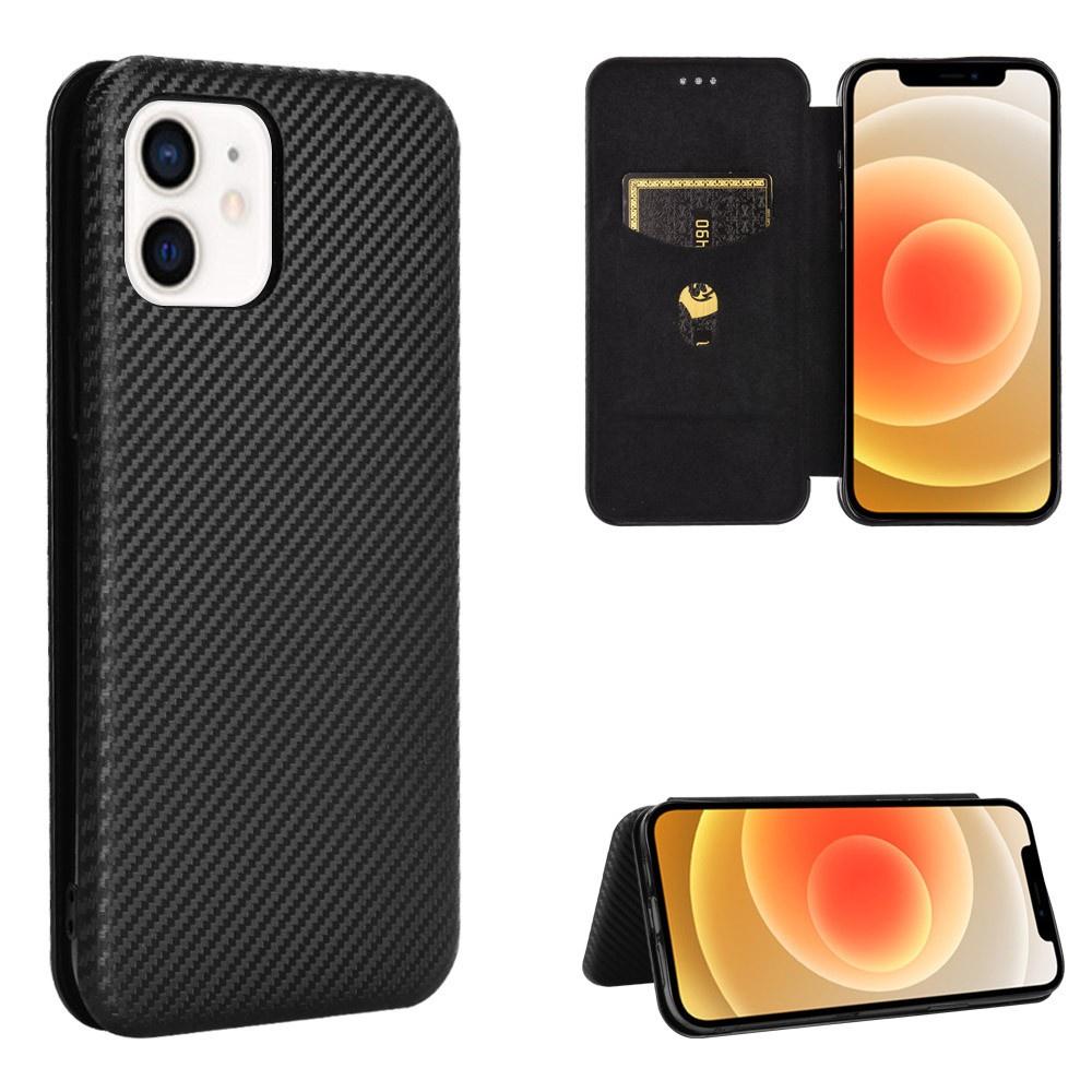 Bao da điện thoại nắp lật kiểu ví sợi carbon cho iPhone 13 Pro Max 13 mini 12 Pro Max 12 mini 11 Pro MAX iphone X/XS