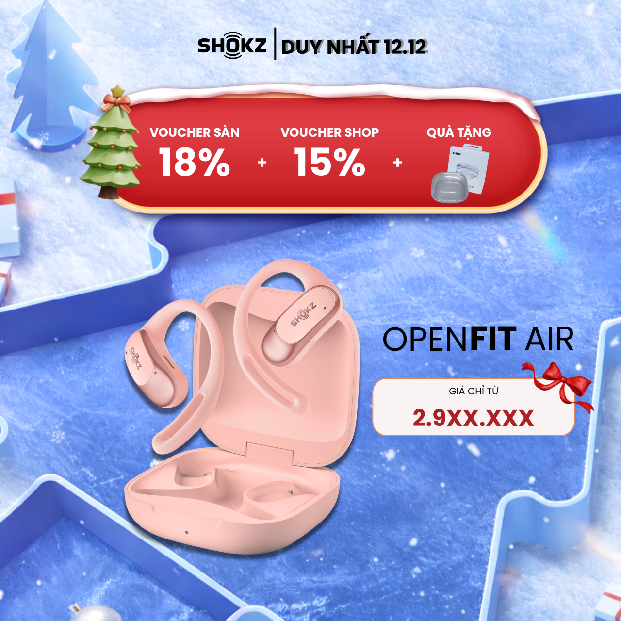 [MỞ BÁN] Tai Nghe Không Nhét Tai Bluetooth True Wireless Earbuds Shokz OpenFit Air T511- Hàng Chính Hãng