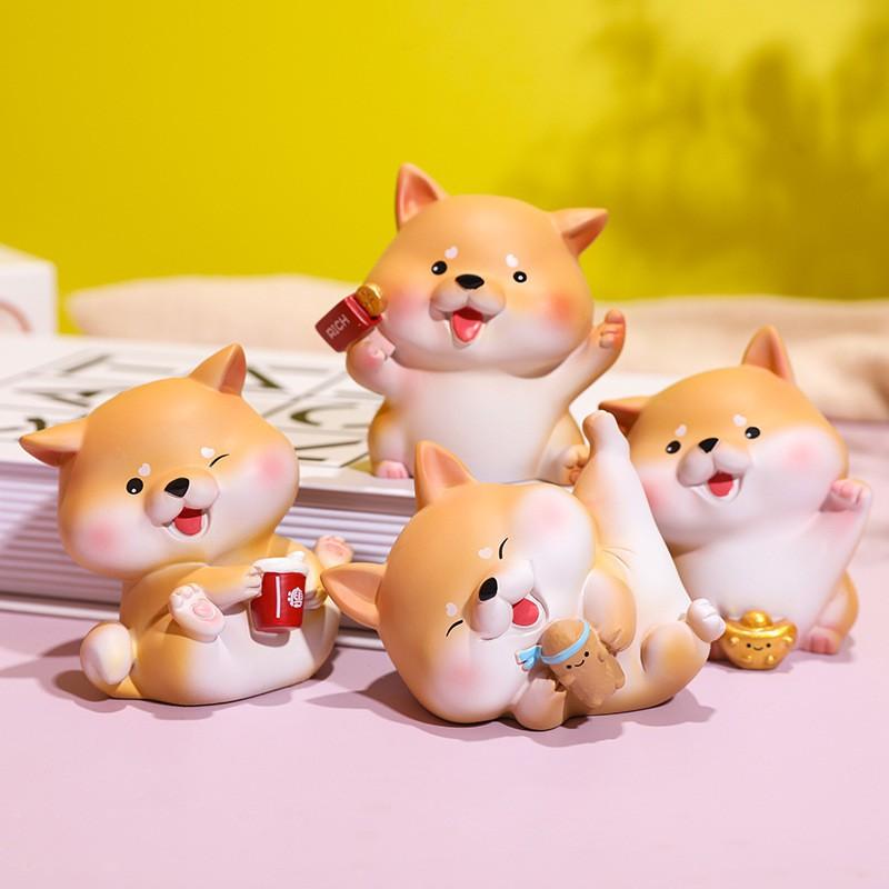 Mô hình cún Bingo chó Shiba tài lộc may mắn dễ thương trang trí bàn làm việc, taplo ô tô, quà tặng