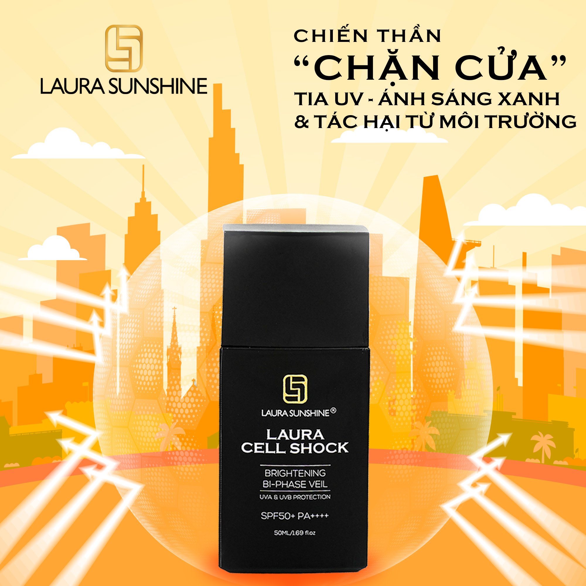 Kem chống nắng tế bào gốc Laura Sunshine Cell Shock Brightening Bi-Phase Veil SPF50+ PA++++ 50ml