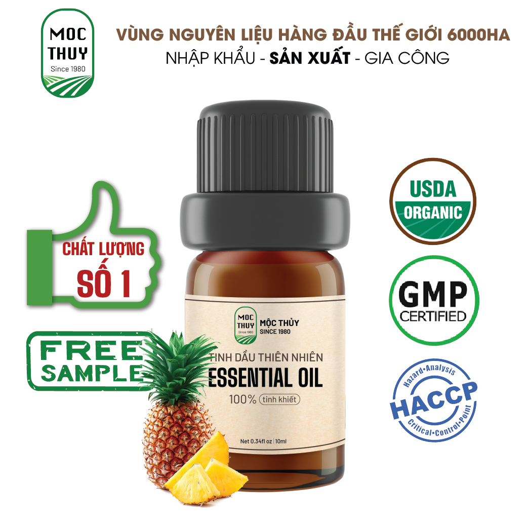 Tinh Dầu Khóm Nguyên Chất Hữu Cơ MỘC THỦY 100ML - Pineapple Essential Oil - Khử Mùi Xông Thơm Phòng, Thư Giãn - Đạt chuẩn chất lượng kiểm định