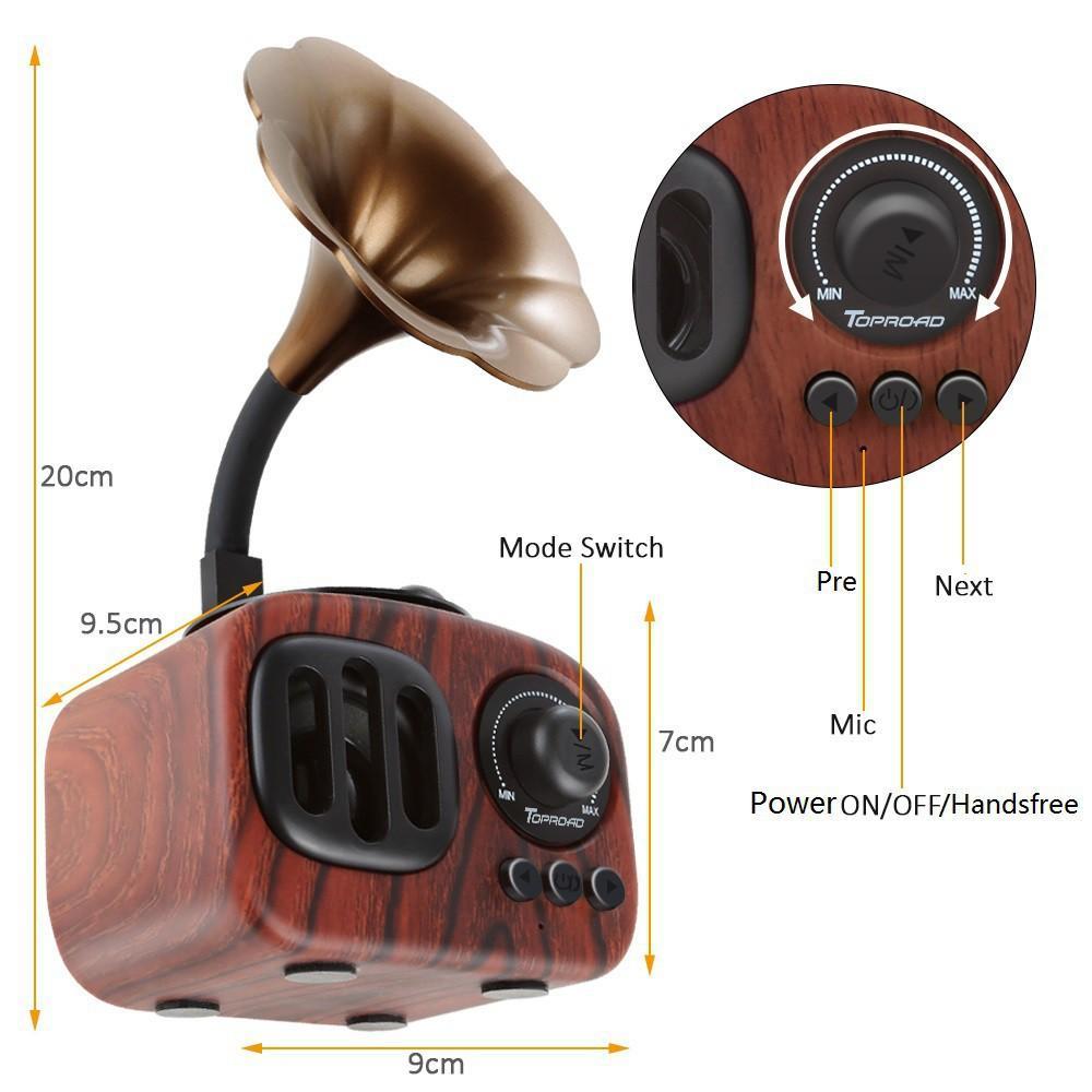 Loa Bluetooth gỗ mini phong cách retro