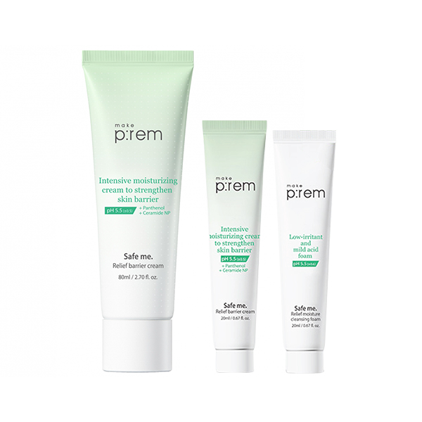 Set kem dưỡng ẩm Make P:rem Safe me. Relief barrier cream