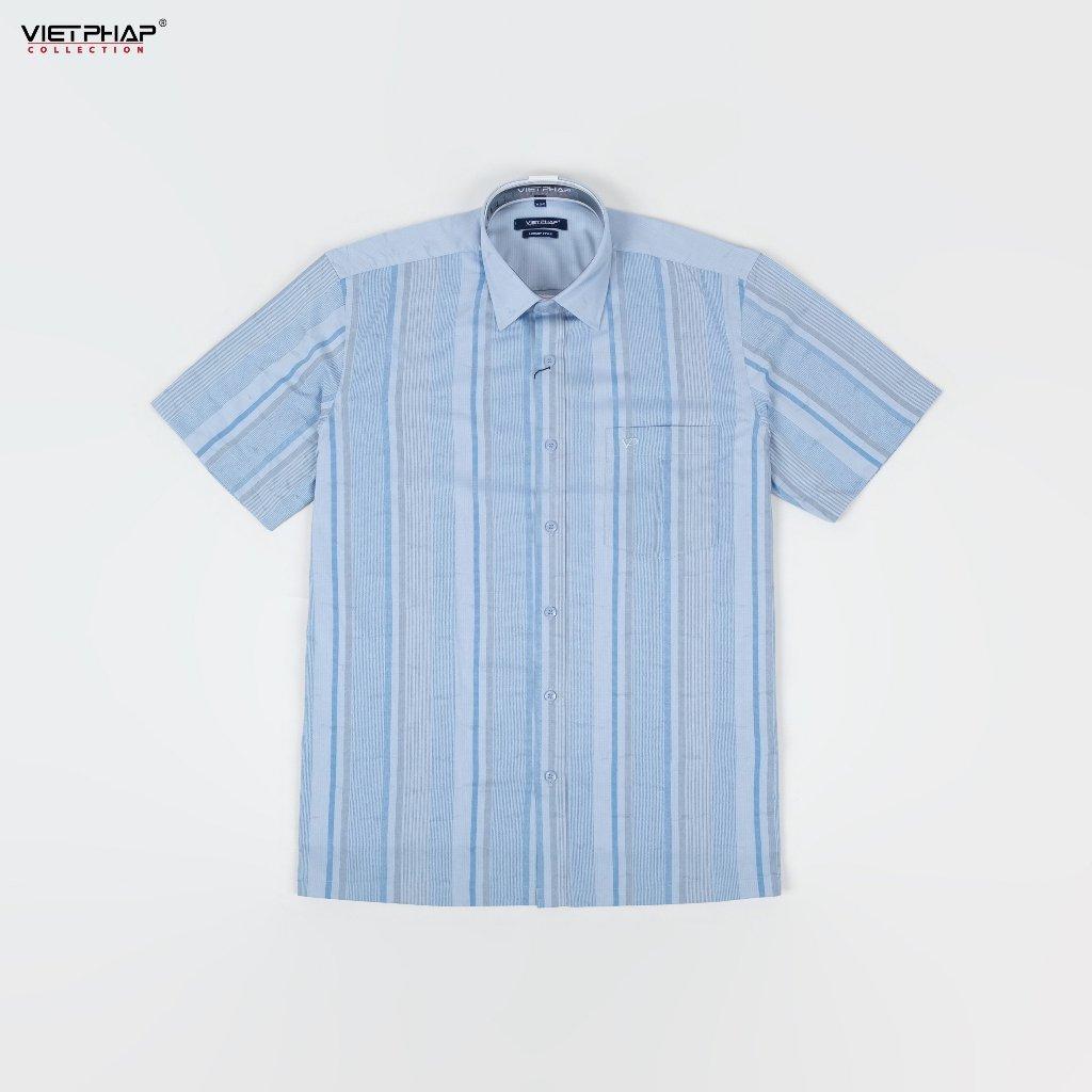 Áo Sơ Mi Nam Ngắn Tay VIỆT PHÁP Form Luxury Chất liệu  Bambo In Sọc  lịch lãm, sang trọng 32767
