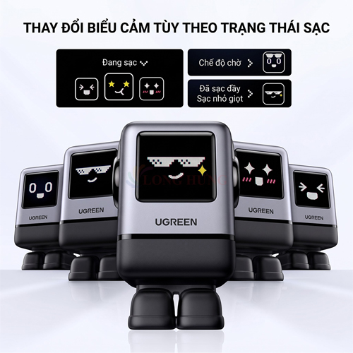 Cốc sạc Ugreen Uno RG GaN 1C Robot Fast Charger 100W 1USB 3Type-C X688 45514B - Hàng chính hãng