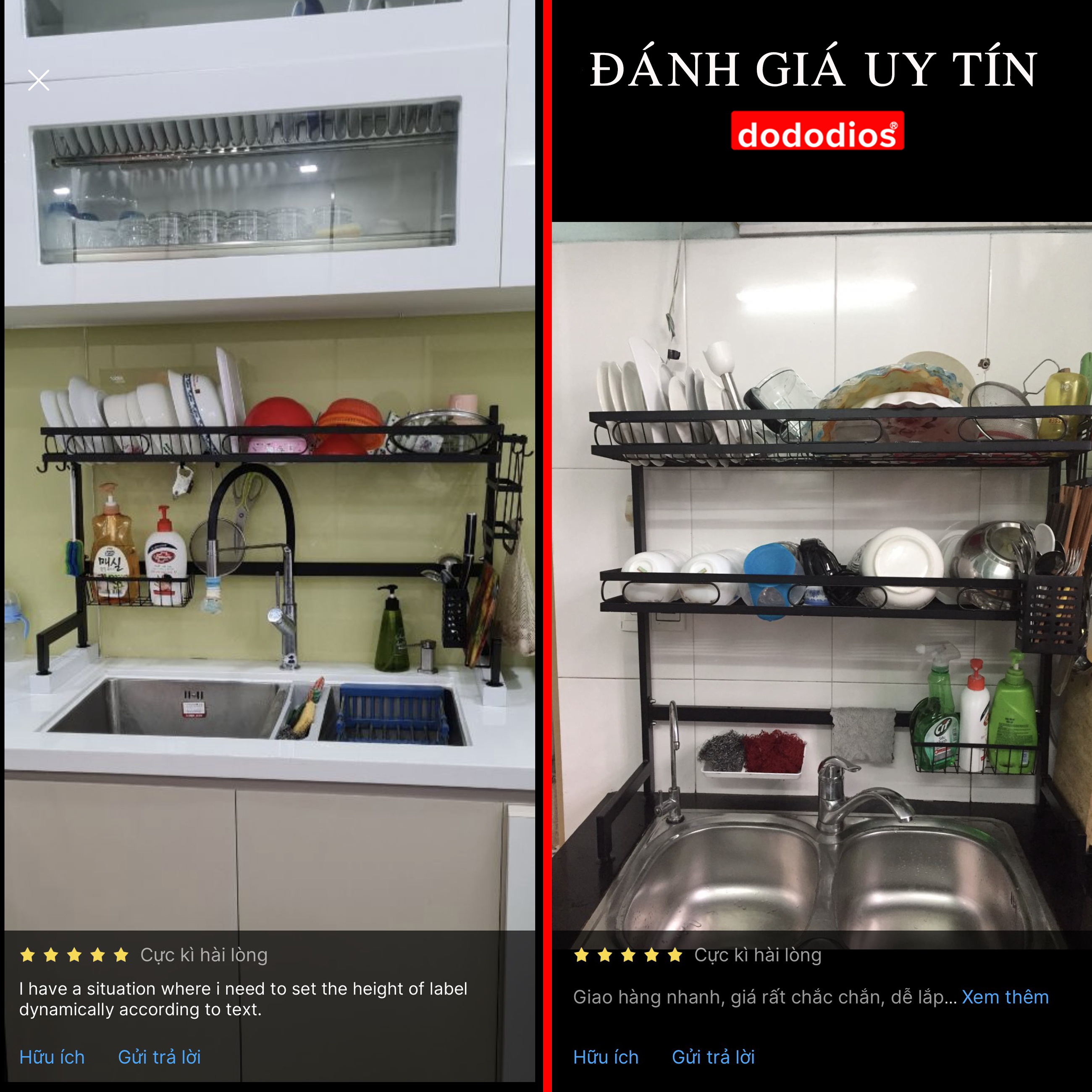 Bộ Kệ Để Bát Thông Minh, Giá Kệ Để Chén Bát Đũa Đa Năng Chọn Cỡ – Lõi Thép Carbon Không Gỉ - Phủ Sơn Tĩnh Điện Cao Cấp Siêu Bền – Chống Bám Bụi Cao Cấp Chính Hãng Dododios