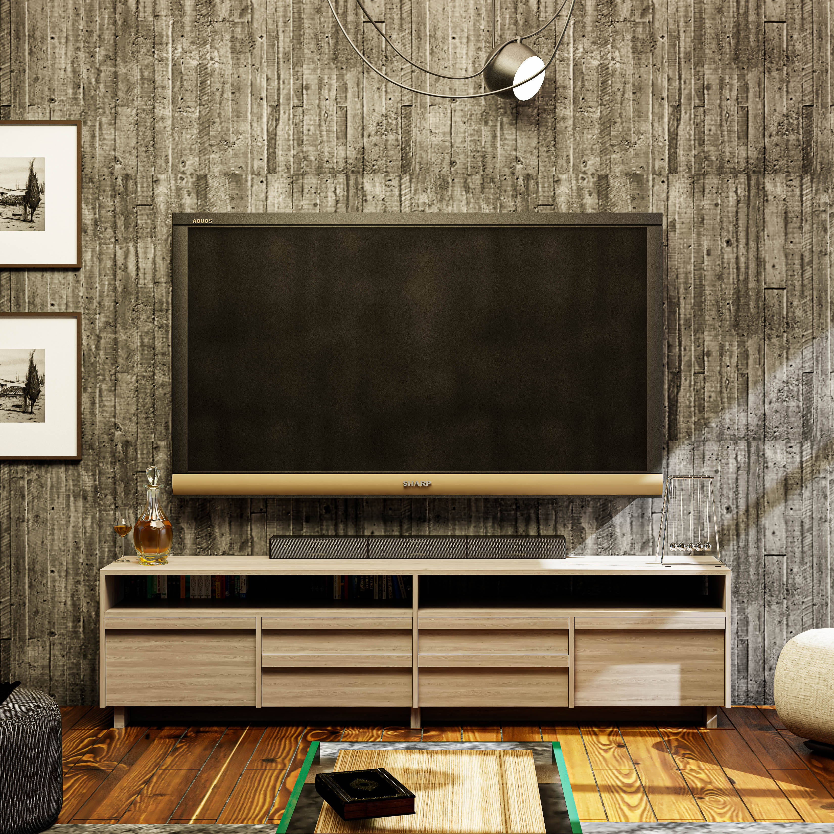 [Happy Home Furniture] MAVIS, Kệ TV 4 ngăn kéo, 220cm x 40cm x 56cm ( DxRxC), KTV_039