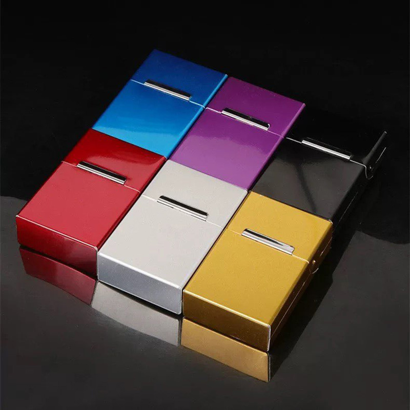 Hộp Đựng Thuốc 20 Điếu Lớn Ngắn Kim Loại Bóng Trơn 5 Màu