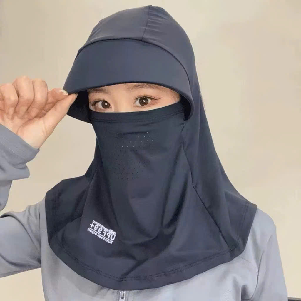 Mũ che nắng thoáng khí bằng lụa băng, có khăn choàng chống nắng - HÀNG CHÍNH HÃNG MINIIN