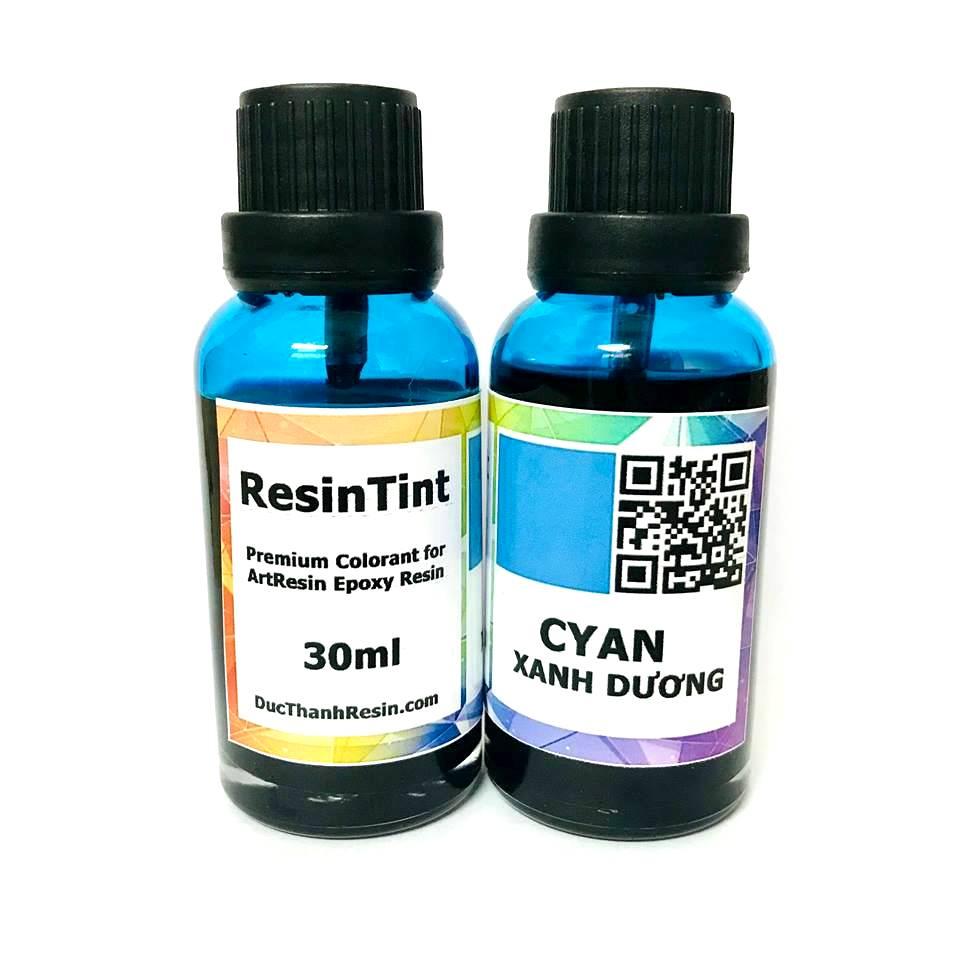 Màu trong suốt xuyên thấu pha Epoxy Resin - Màu hiệu ứng kính - CYAN Xanh Da Trời - 30ml