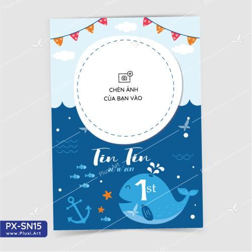 Thiệp thôi nôi – sinh nhật theo yêu cầu Pluxi