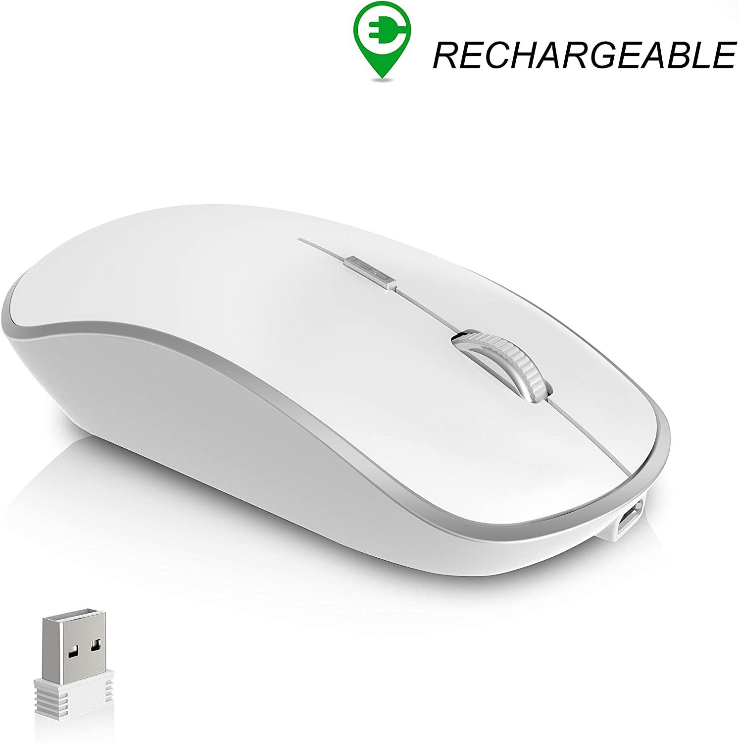 Chuột Không Dây, Cực Sạc Chuột Không Dây Với Bộ Thu USB, 3 DPI Có Thể Điều Chỉnh Dành Cho Máy Tính Xách Tay Máy Tính Chromebook, Hồng-Xanh Dương