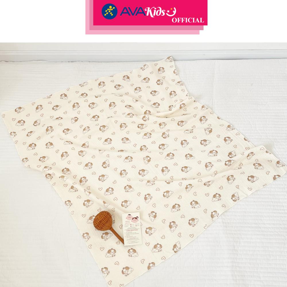 Khăn tắm cotton Bessla 2 lớp 90x100 cm - Cún trái tim - Hàng Chính Hãng
