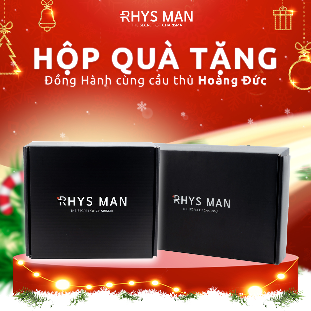 Hộp Quà Tặng RHYS MAN Đựng Quà Sinh Nhật Màu Đen Sang Trọng