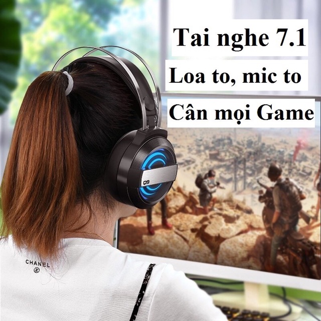 Tai Nghe Chụp Tai Gaming 7.1 VINETTEAM Q9 -Tai Nghe Game Thủ Chụp Tai Led RGB Công Nghệ Khử Tiếng Ồn Với Mic Arc- Hàng Chính Hãng