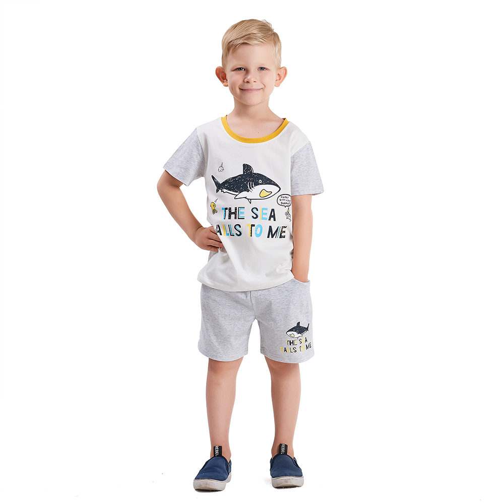 Quần Áo Bé Trai Thun In Shark 18-33 kg Vải 100% COTTON - MEEJENA - 411