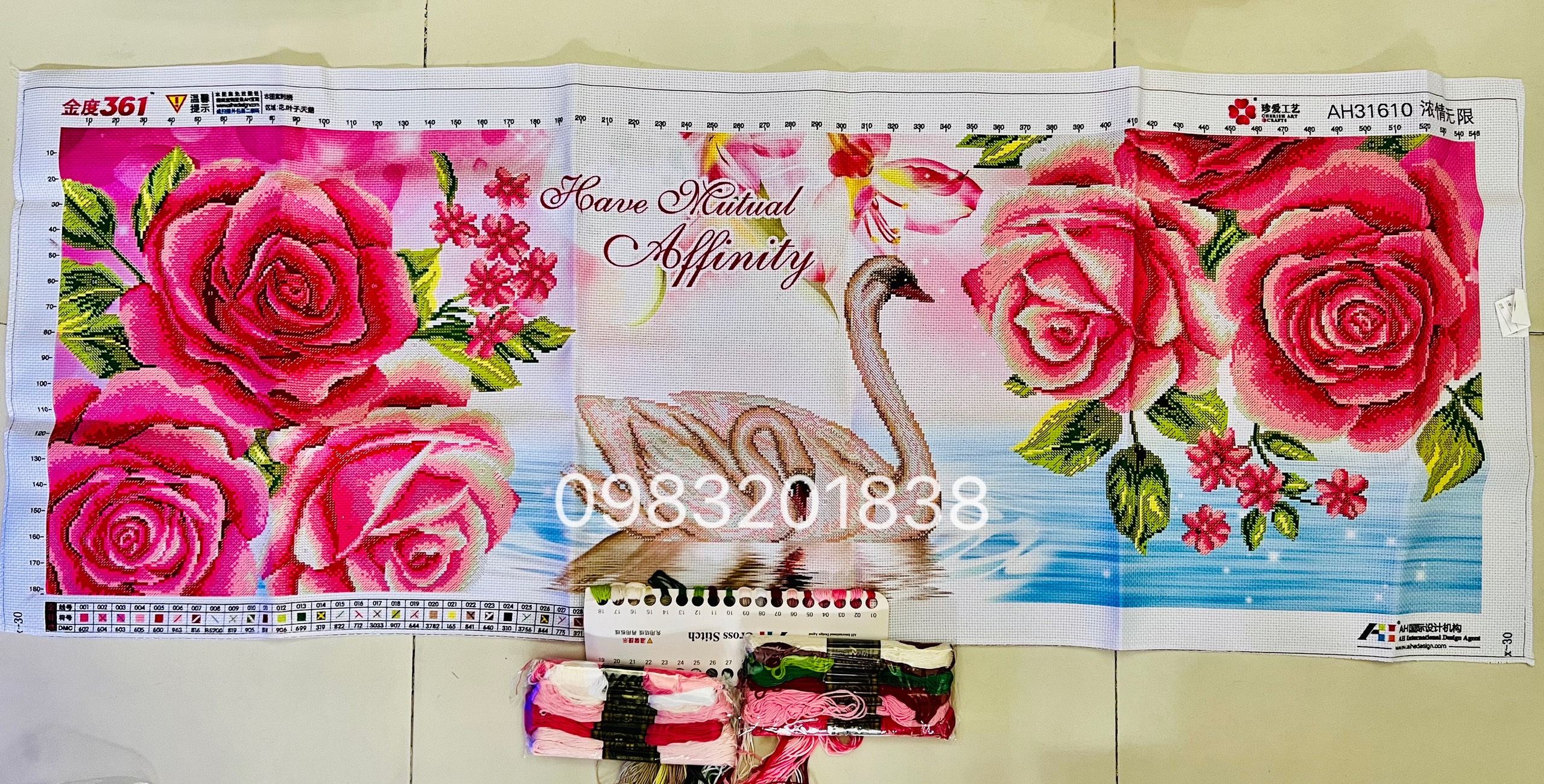 Tranh thêu chữ thập Vợ chồng AL31610, tranh thêu 3D, kích thước 136 x 52 cm