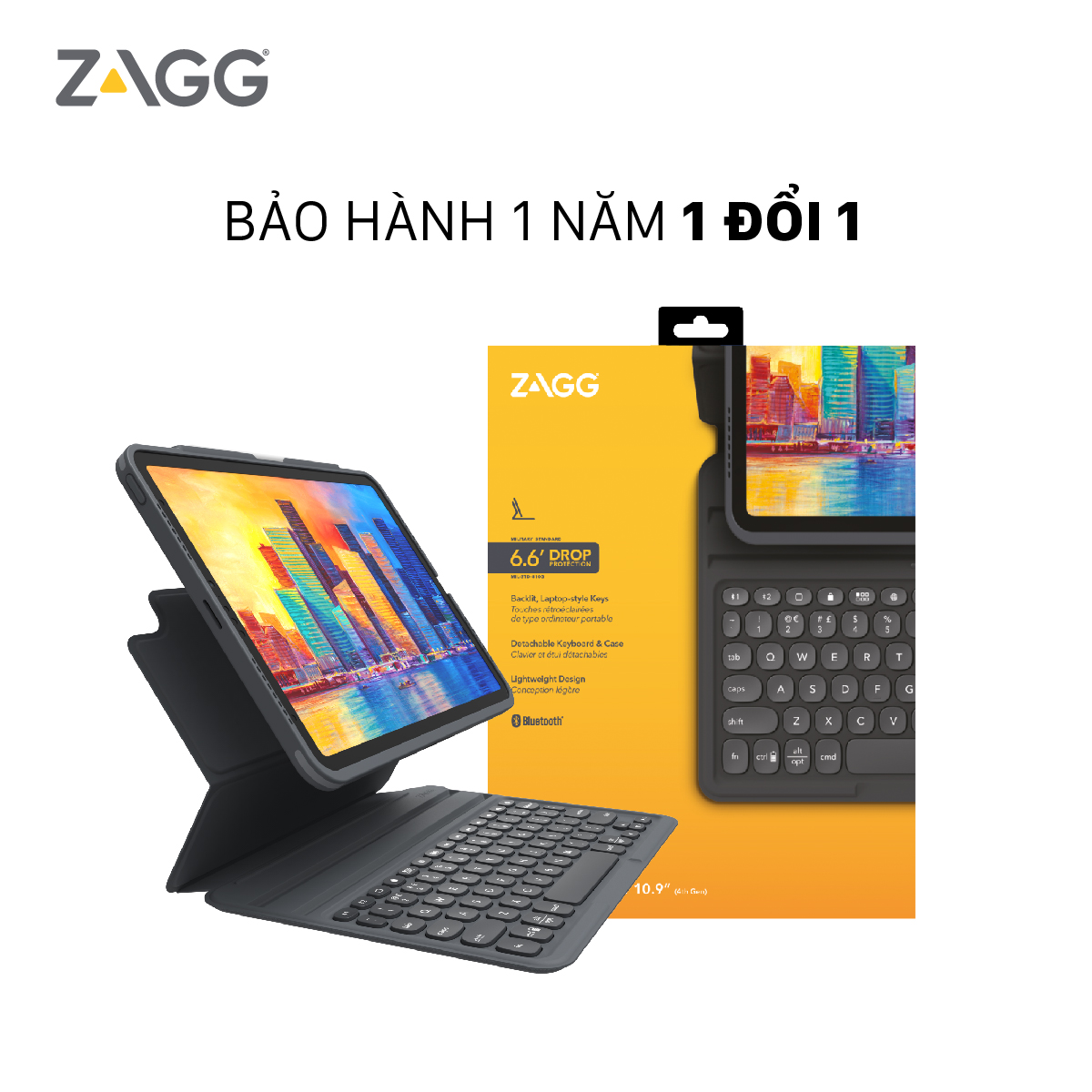 Ốp lưng kèm bàn phím ZAGG Pro Keys iP 10.9 inch Gen 10 - Hàng chính hãng