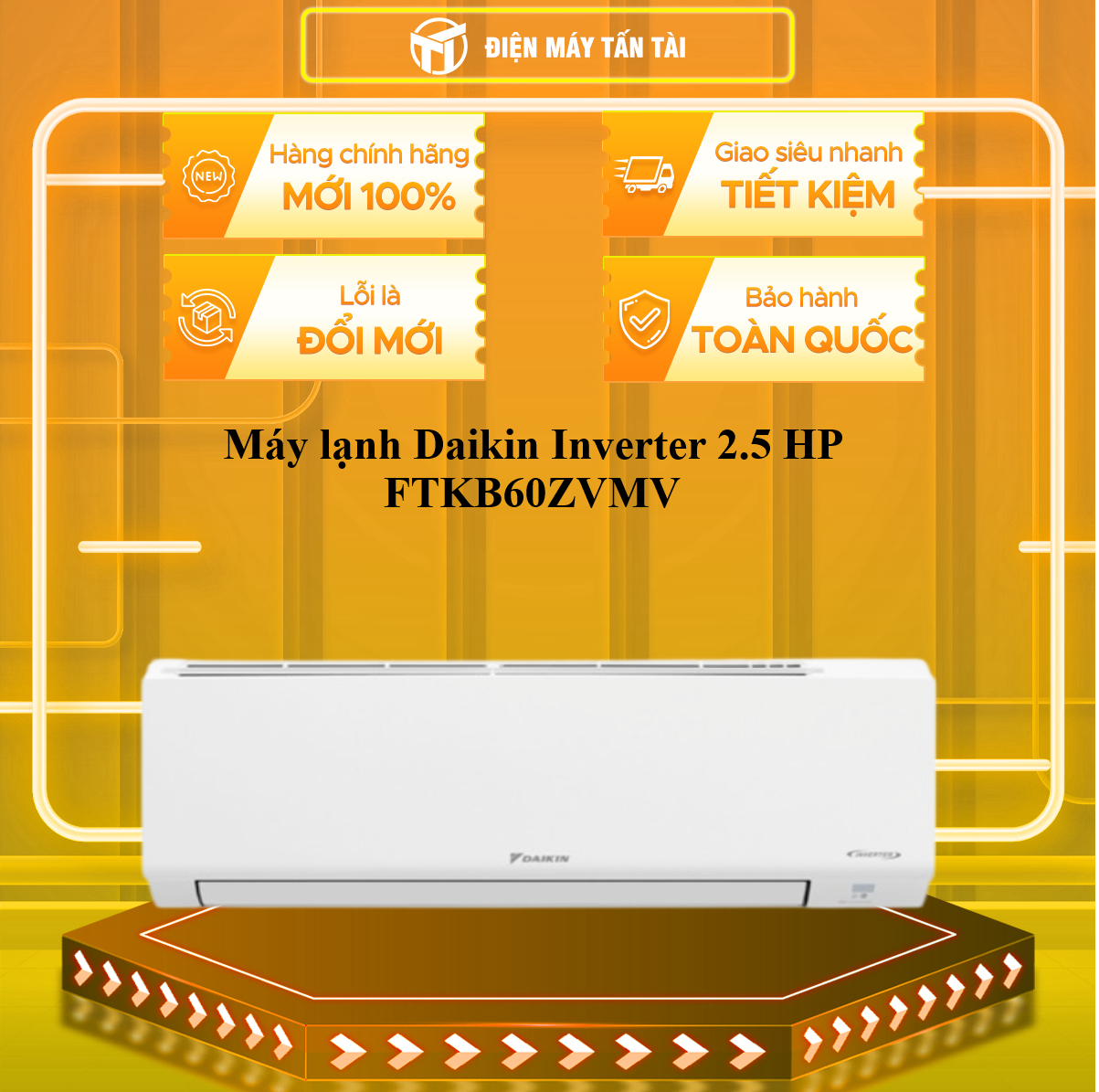 Máy lạnh Daikin Inverter 2.5 HP FTKB60ZVMV - HÀNG CHÍNH HÃNG - CHỈ GIAO HCM