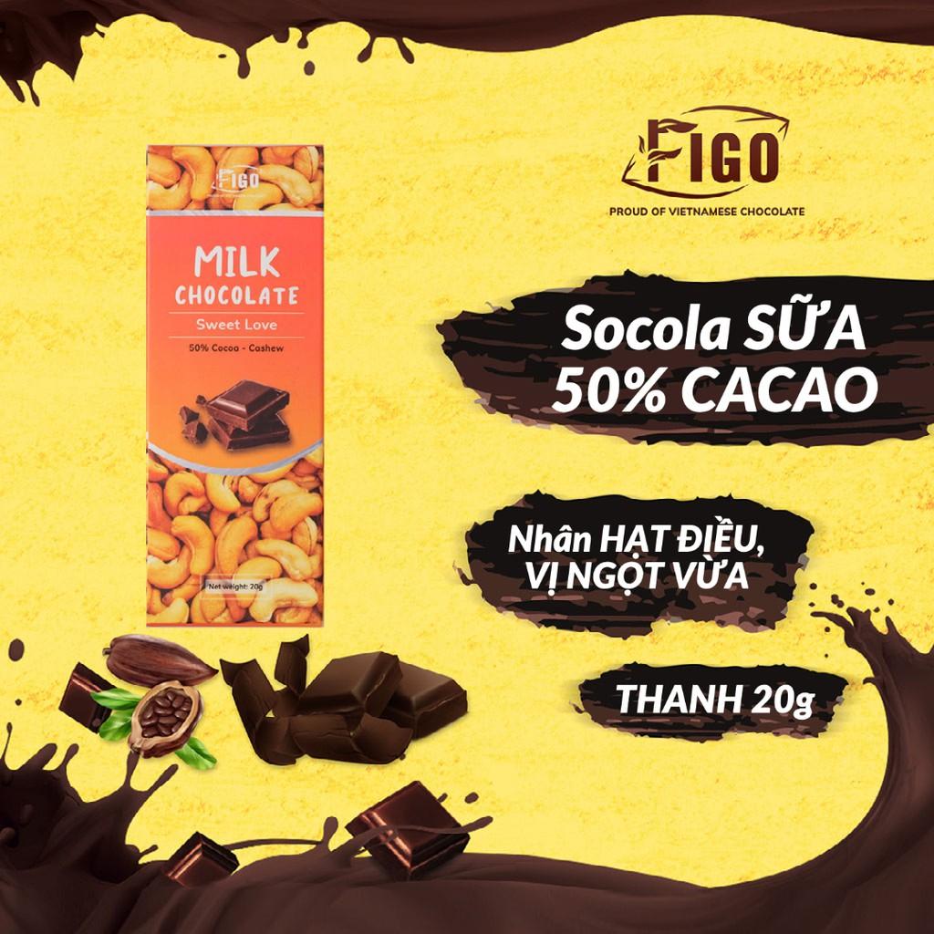 Milk Chocolate Hạt điều 20g 50% cacao FIGO VIET NAM ( ĐỒ ĂN VẶT NGON )