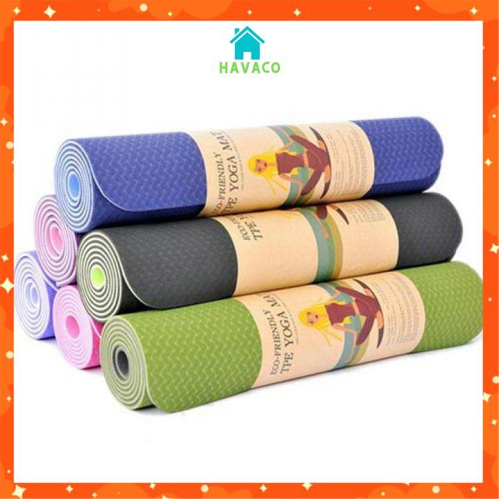 Thảm yoga chống trượt định tuyến cao cấp mat gym thể dục tại nhà TPE cao su chống trơn trượt 2 lớp 6mm VD1