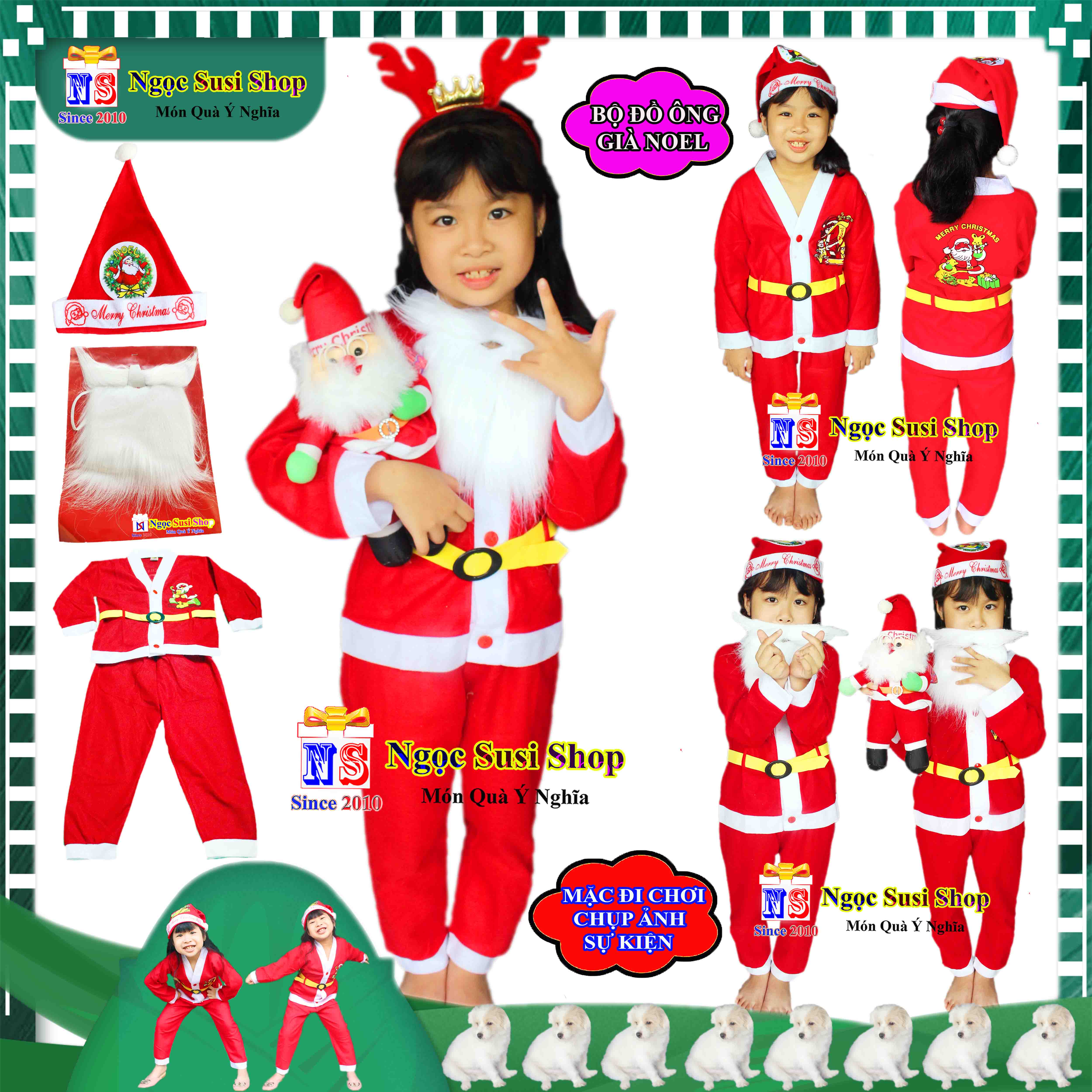 BỘ ĐỒ NOEL CHO BÉ QUẦN ÁO ÔNG GIÀ NOEL CHẤT VẢI NỈ TỪ 1 - 10 TUỔI - TRANG PHỤC NOEL GIÁNG SINH
