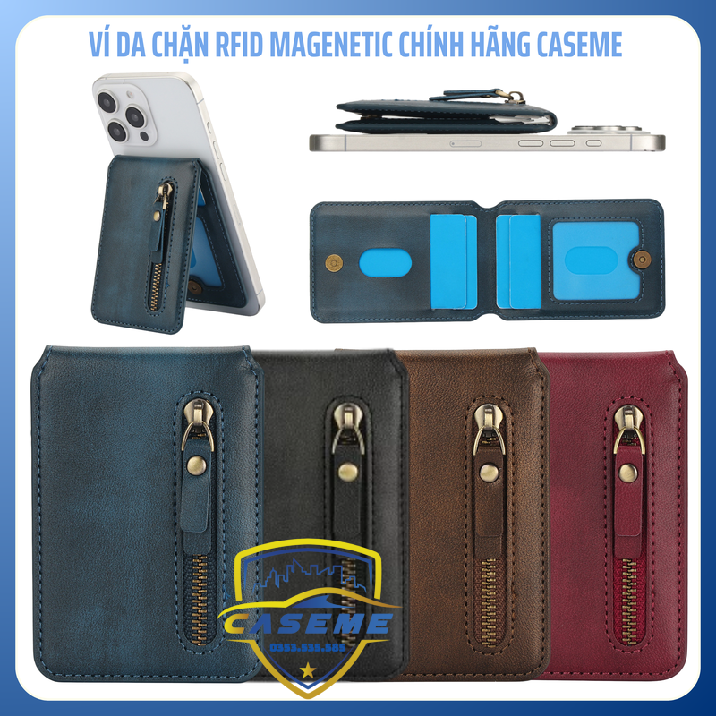 Ví đựng thẻ Mag safe Caseme chặn RFID kiêm chân đế cao cấp - Hàng chính hãng